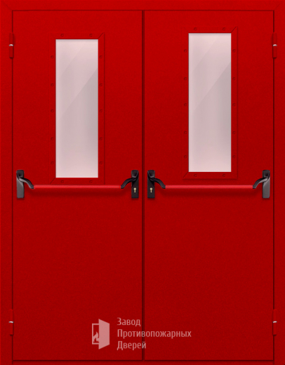Фото двери «Двупольная с стеклом и антипаникой (красная)» в Аперелевке