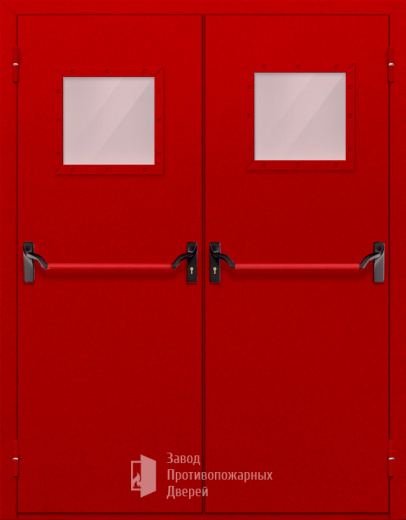 Фото двери «Двупольная со стеклопакетом и антипаникой (красная)» в Аперелевке