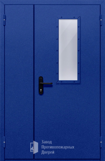 Фото двери «Полуторная со стеклом (синяя)» в Аперелевке