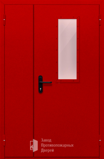 Фото двери «Полуторная со стеклом (красная)» в Аперелевке