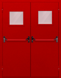 Фото двери «Двупольная со стеклопакетом и антипаникой (красная)» в Аперелевке