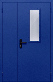 Фото двери «Полуторная со стеклом (синяя)» в Аперелевке