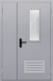 Фото двери «Полуторная со стеклом и  решеткой» в Аперелевке