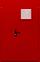 Фото двери «Полуторная со стеклопакетом (красная)» в Аперелевке