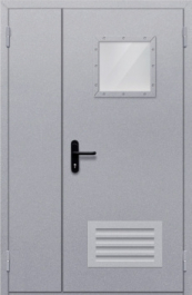 Фото двери «Полуторная со стеклопакетом и решеткой» в Аперелевке