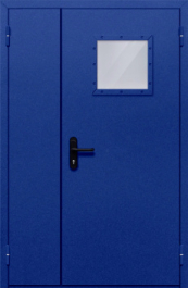 Фото двери «Полуторная со стеклопакетом (синяя)» в Аперелевке